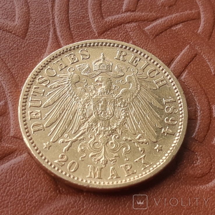20 марок 1894 Баден. Золото, фото №8