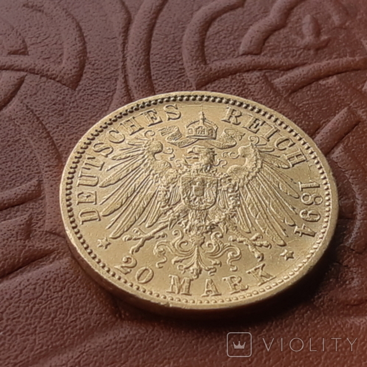 20 марок 1894 Баден. Золото, numer zdjęcia 9