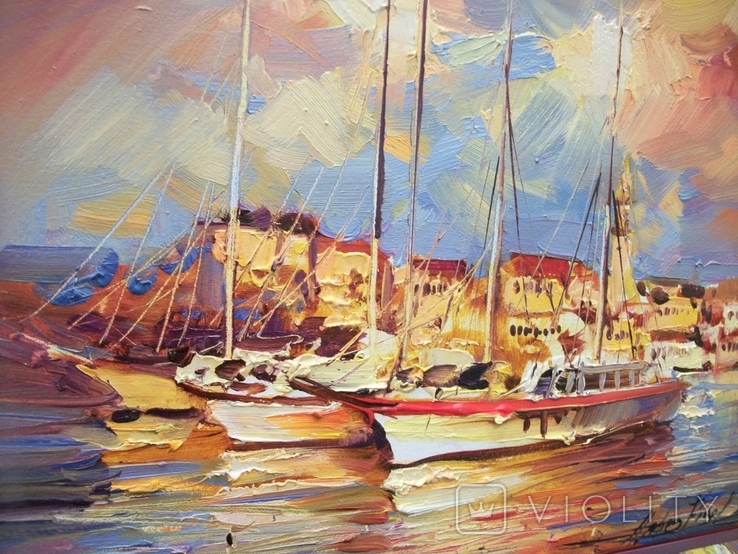 15G11 Картина. Морской пейзаж. "Яхты. Хорватия" Андрей Фиголь, фото №4