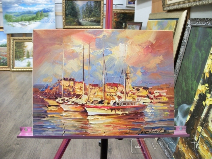 15G11 Картина. Морской пейзаж. "Яхты. Хорватия" Андрей Фиголь, фото №5
