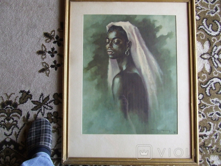 Картина Урсени Брензай х.м. раз. 50 х 65 см. 1961 года. Невеста., фото №2