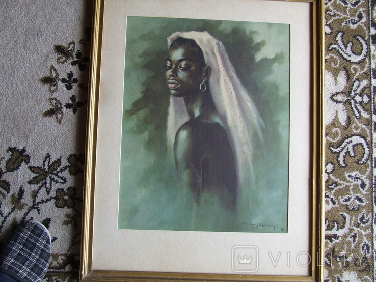 Картина Урсени Брензай х.м. раз. 50 х 65 см. 1961 года. Невеста., фото №4