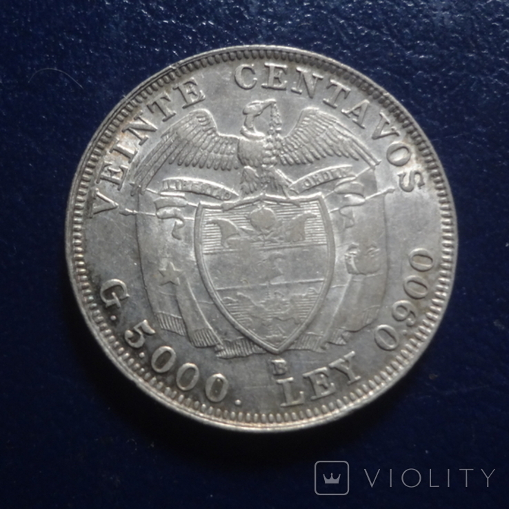 20 сентаво 1942 Колумбия серебро Тираж 155000 (Г.17.46), фото №2