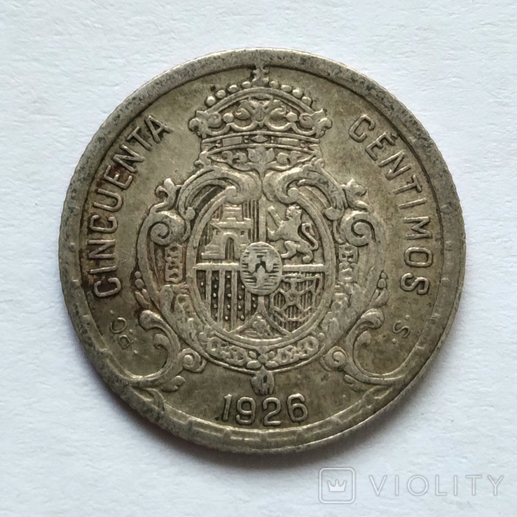 Іспанія Испания 50 сентимос 1926 срібло серебро