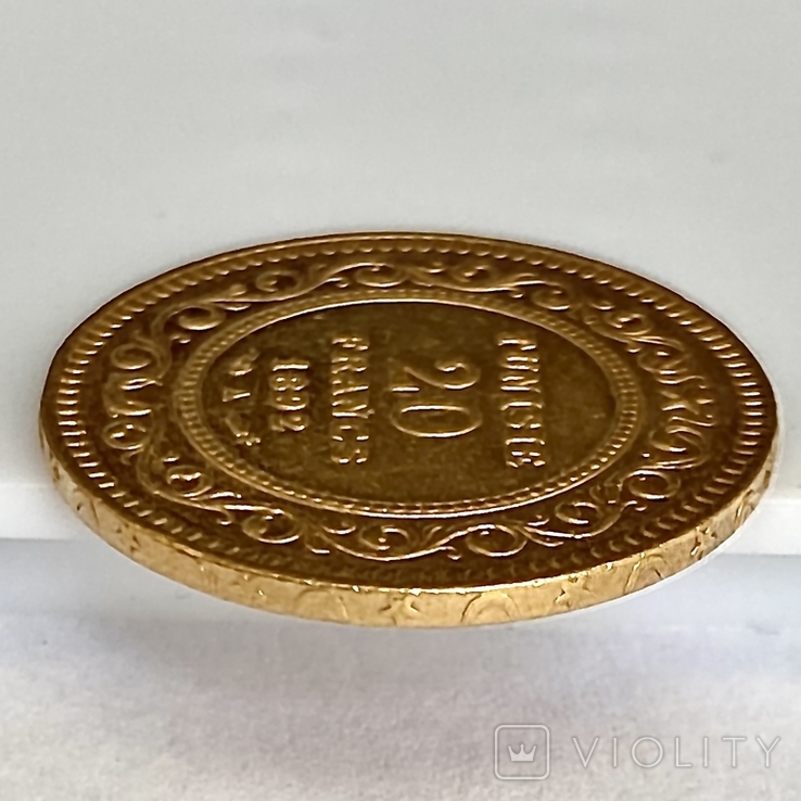 20 франков. 1892. Тунис (золото 900, вес 6,44 г), фото №8