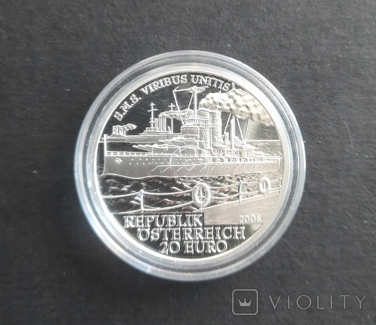 20 евро Австрия Крейсер Вирибус Унитис серебро