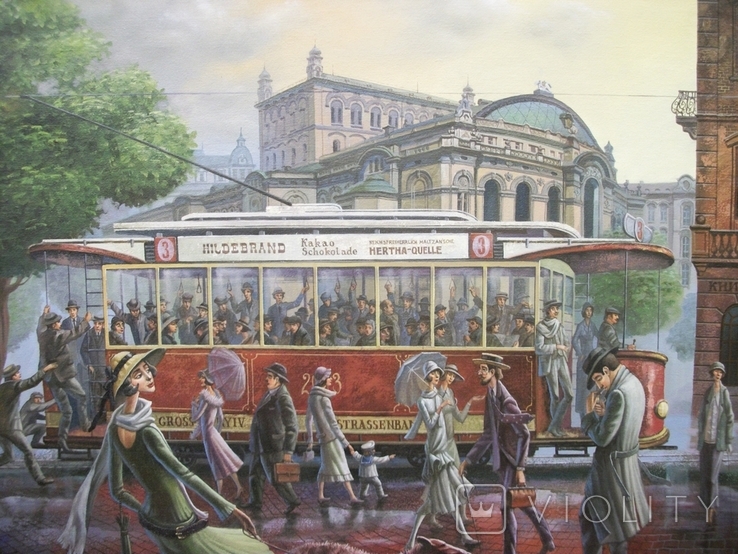 15G23 Картина. Трамвай. Автор Поль. Размер 100*80 см, фото №2