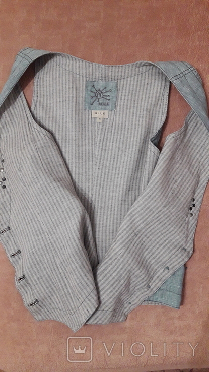 Женская жилетка Nile США, лён цвета неяркой бирюзы, фото №8