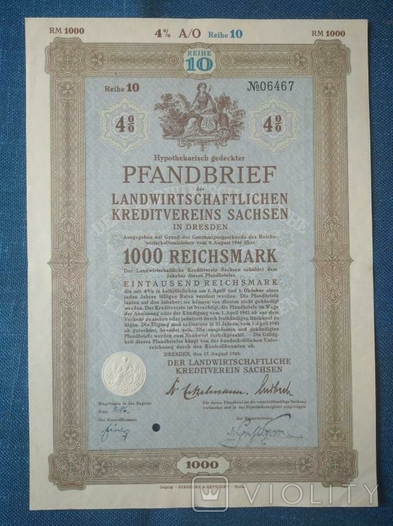 1000 Reichsmarks 1940 Action. A/0. 06467. Germany., photo number 3