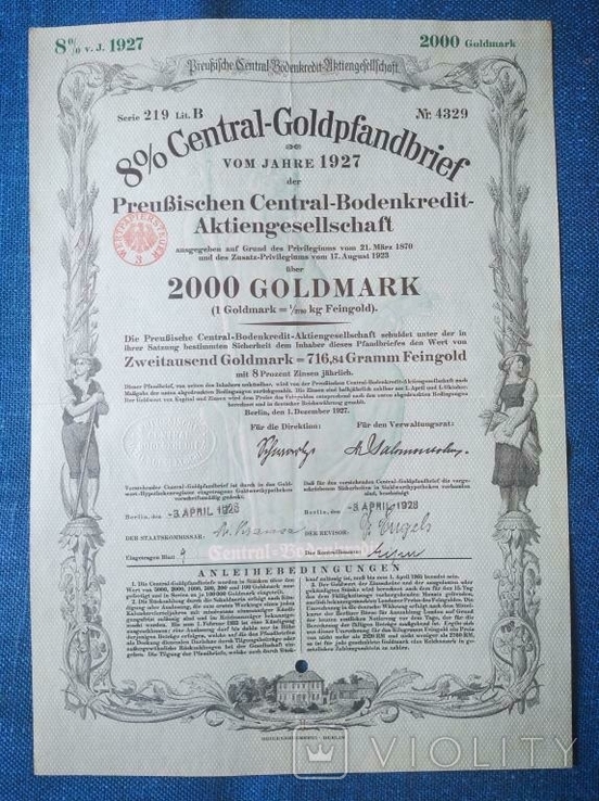 2000 gold marks 1927 Bond. B. 4329. Berlin. Germany., photo number 3