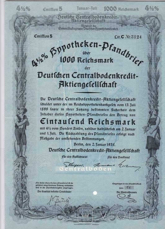 1000 gold marks 1935 Bond. P. 3124. Berlin. Germany., photo number 2