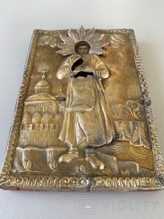 Икона Пр. Симеона Верхотурского в серебряном окладе, фото №4