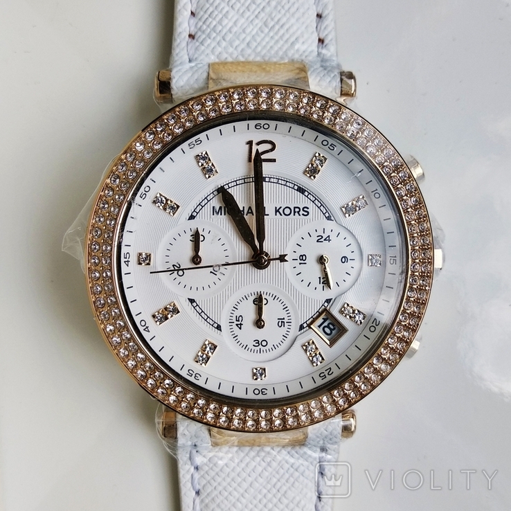 Часы с хронографом Michael Kors с кристаллами Swarovski , новые, фото №3