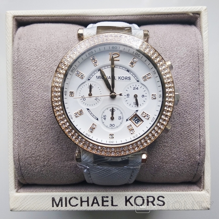 Часы с хронографом Michael Kors с кристаллами Swarovski , новые, фото №10