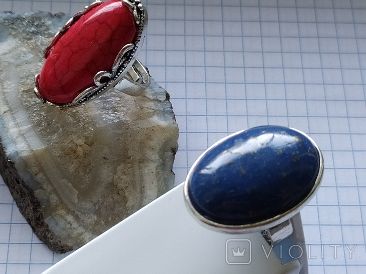 Безразмерные кольца с натуральным камнем туркенит., фото №2