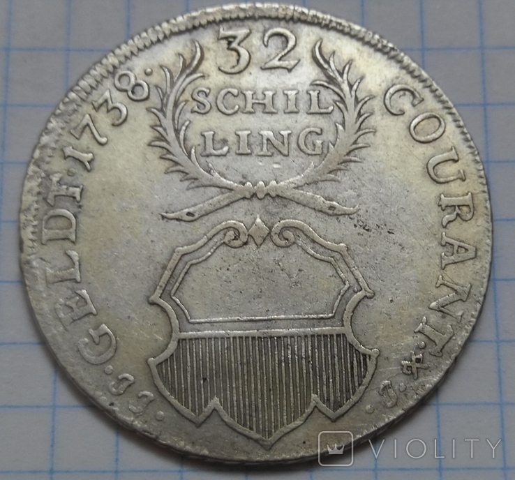 32 шиллинга 1738 года, Любек, Германия , Серебро