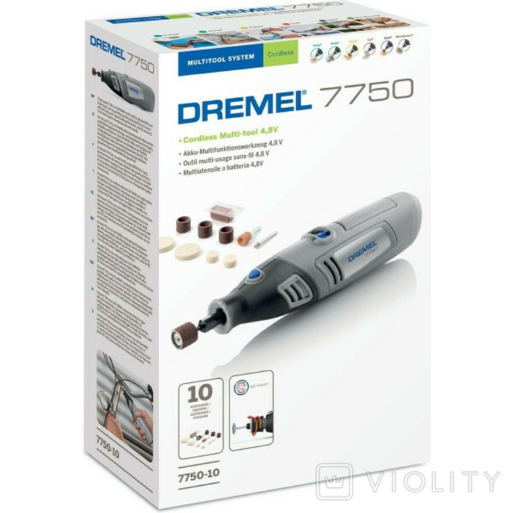 Бормашина акумуляторна Dremel 7750 + 10 насадок (4.8 В, 1.5 А*год Ni-Cd), фото №3