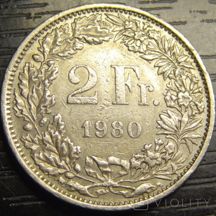 2 франка Швейцарія 1980, фото №2