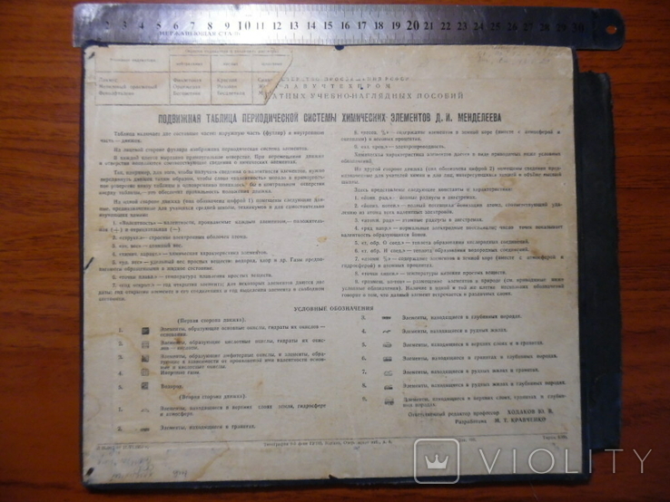 Рухома таблиця хімічних елементів СРСР 1953 рік, фото №3