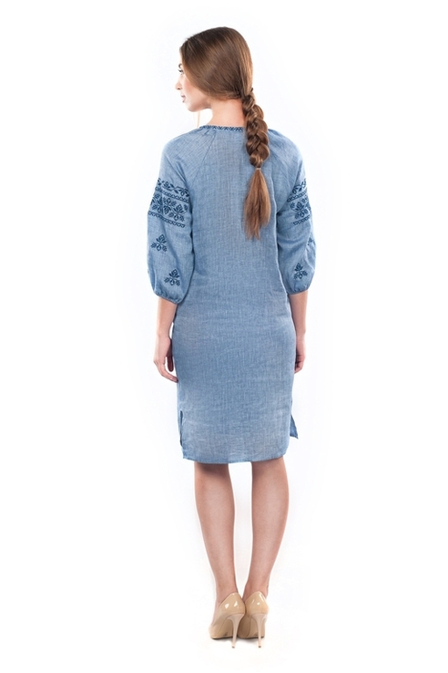 Сукня жіноча Сокальська (льон блакитний джинс), фото №3