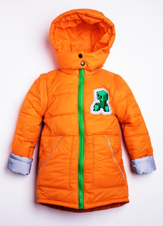 Куртка жилетка з світловідбиваючими елементами MineCraft помаранчева 104 ріст 1062c104, фото №2