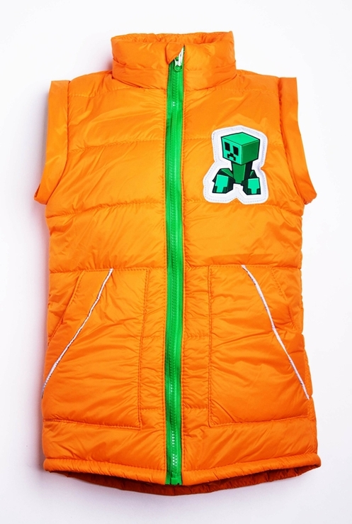 Куртка жилетка з світловідбиваючими елементами MineCraft помаранчева 128 ріст 1062c128, numer zdjęcia 4