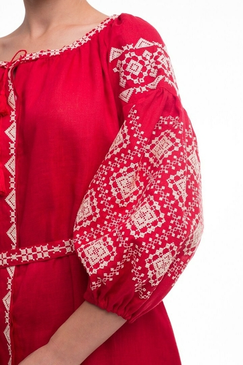 Сукня жіноча Іванна (льон червоний), фото №3
