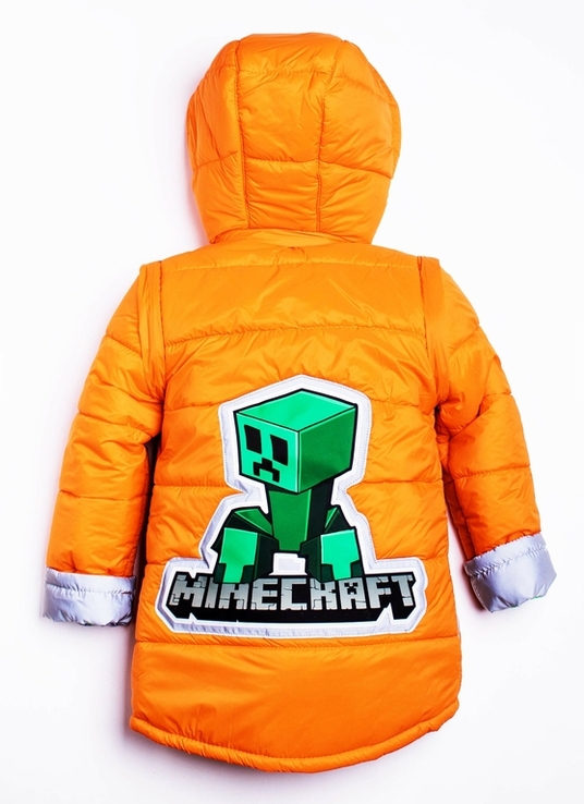 Куртка жилетка з світловідбиваючими елементами MineCraft помаранчева 140 ріст 1062c140, фото №3