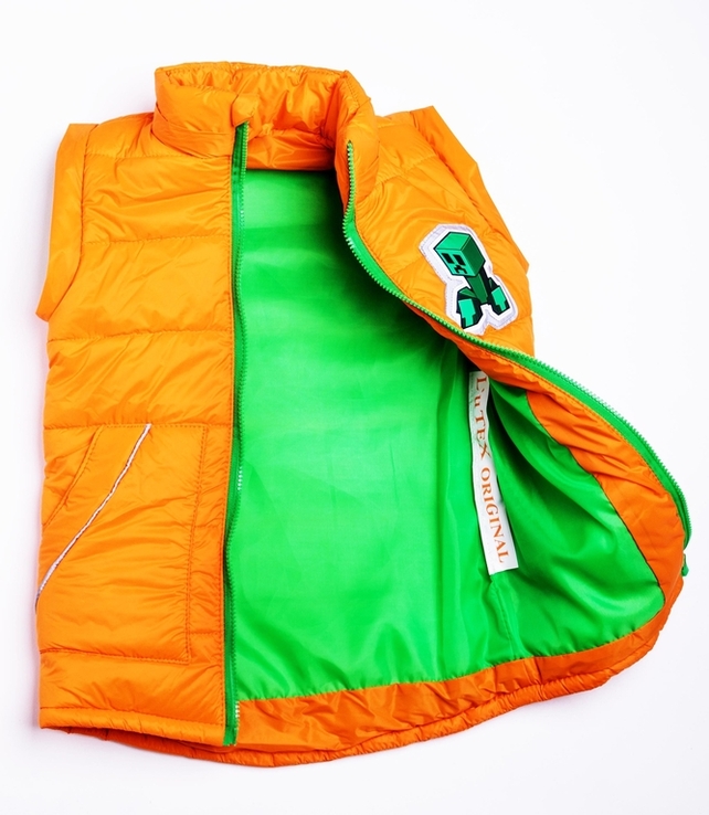 Куртка жилетка з світловідбиваючими елементами MineCraft помаранчева 140 ріст 1062c140, photo number 6