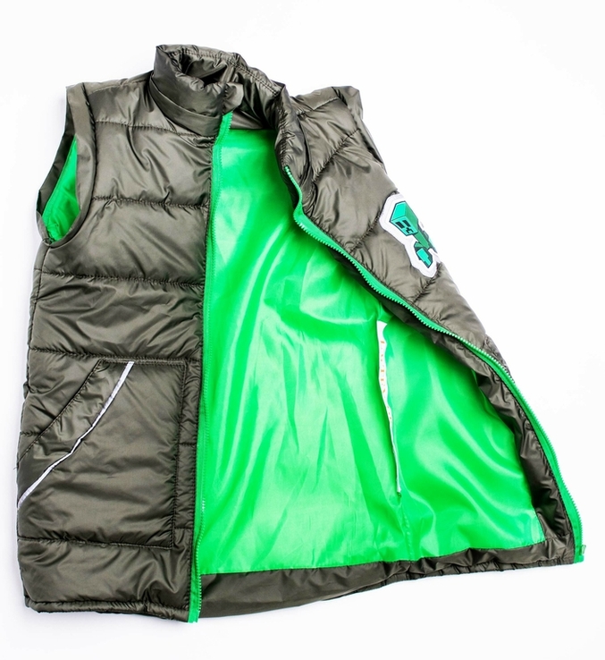 Дитяча куртка жилетка зі світловідбиваючими елементами MineCraft хакі 104 ріст 1062d104, фото №6