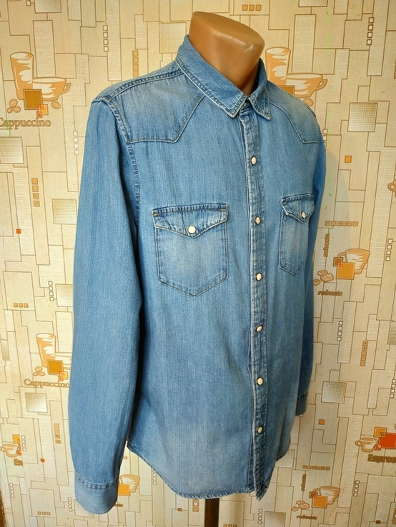 Рубашка джинсовая H M коттон варенка p-p S(состояние!), фото №3