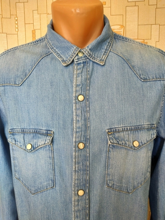 Рубашка джинсовая H M коттон варенка p-p S(состояние!), фото №4