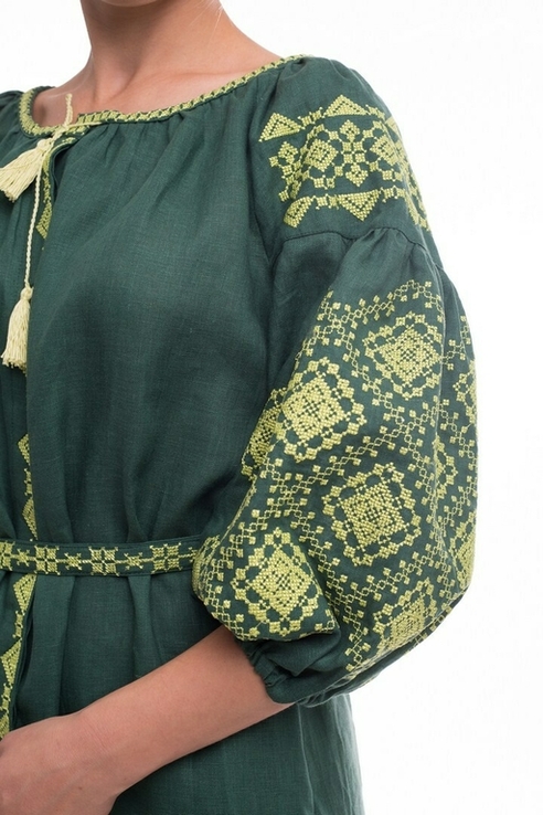 Сукня жіноча Іванна (льон зелений), фото №3