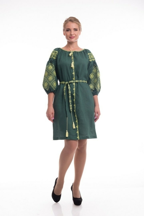 Сукня жіноча Іванна (льон зелений), фото №4