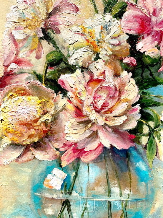 Painting "Peonies in a blue vase" 45/35, photo number 3
