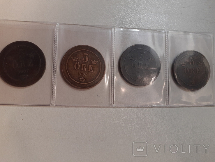 4 монети Швеції по 5 оре, фото №2