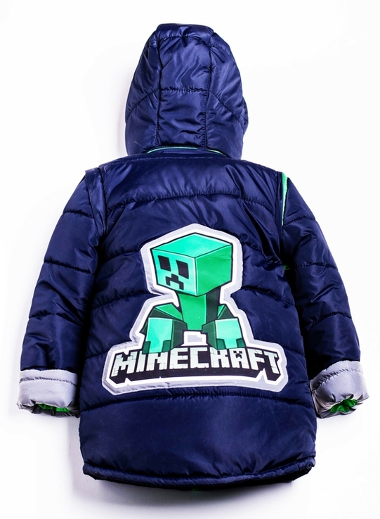 Дитяча куртка жилетка з світловідбиваючими елементами MineCraft синя 128 ріст 1062a128, фото №3