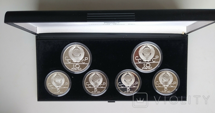 1980 Набор Олимпиада 1977 1978 6 монет серебро пруф 10 и 5 рублей, numer zdjęcia 7