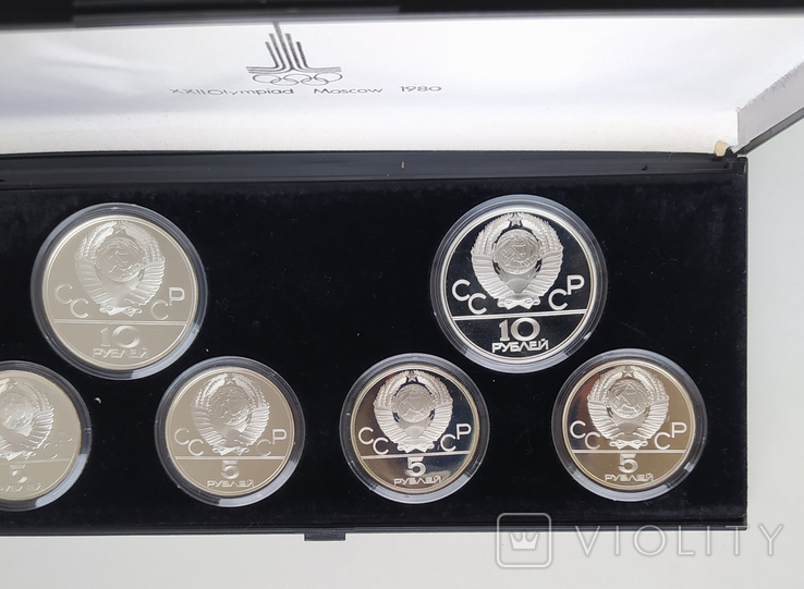 1980 Набор Олимпиада 1977 1978 6 монет серебро пруф 10 и 5 рублей, фото №8