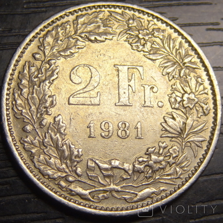 2 франка Швейцарія 1981, фото №3