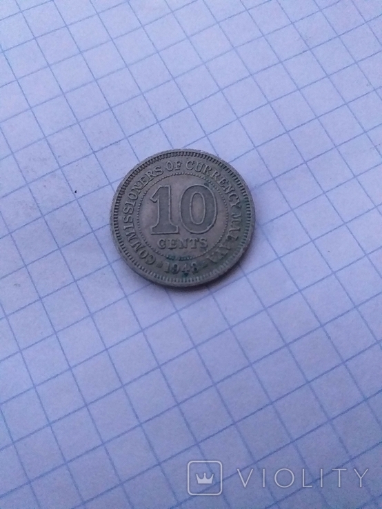 Британська Малайя 1948 рiк 10 центів., фото №3
