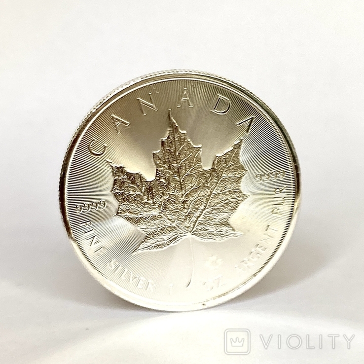 5 долларов. 2021. Кленовый лист. Канада (серебро 9999, вес 31,1 г), фото №3