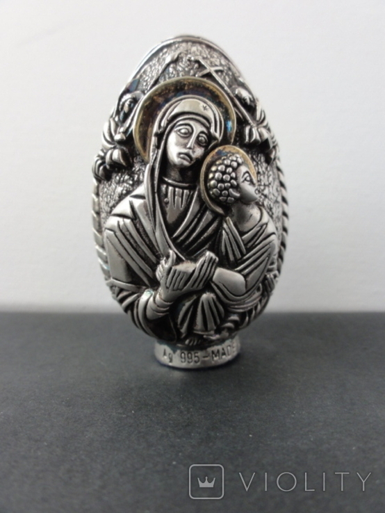 Яйцо пасхальное из Афона (Греция) Серебро 995 пробы, фото №2