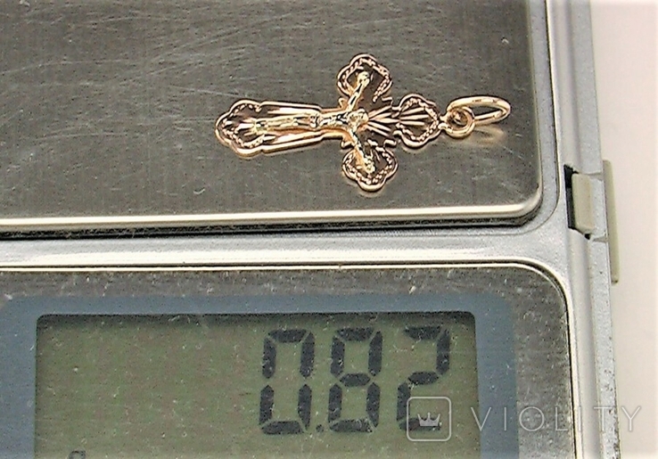 Крестик золото 583 проба 0,82 грамма без пробы, фото №7