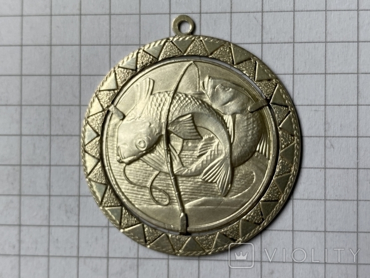 Медаль за 2е место по рыбалке, Италия, Аоста 1974, фото №2