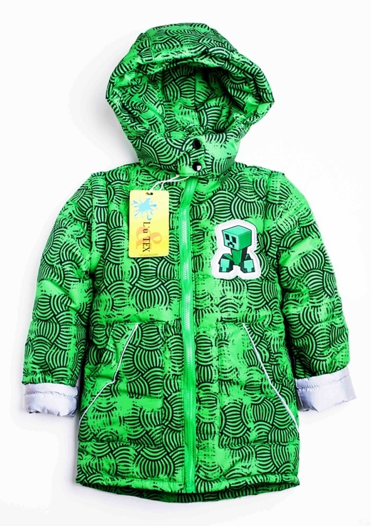 Дитяча куртка жилетка з світловідбиваючими елементами MineCraft зелена 110 ріст 1062b110, numer zdjęcia 2