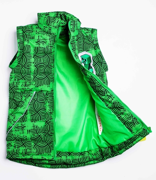 Дитяча куртка жилетка з світловідбиваючими елементами MineCraft зелена 110 ріст 1062b110, фото №6