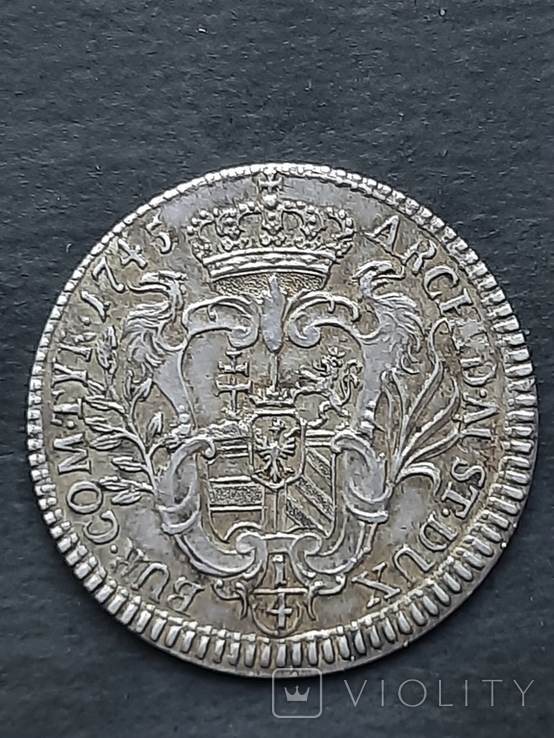 1/4 Талера Австрия Мария Терезия 1745 год серебро, фото №6