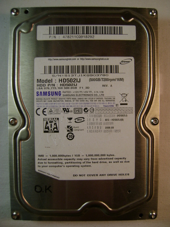 Жосткий диск SATA 500GB