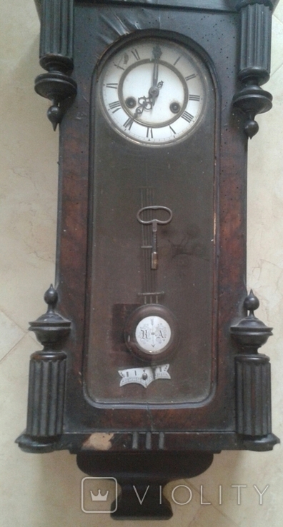 Старовинний настінний годинник з боєм і маятником., фото №2